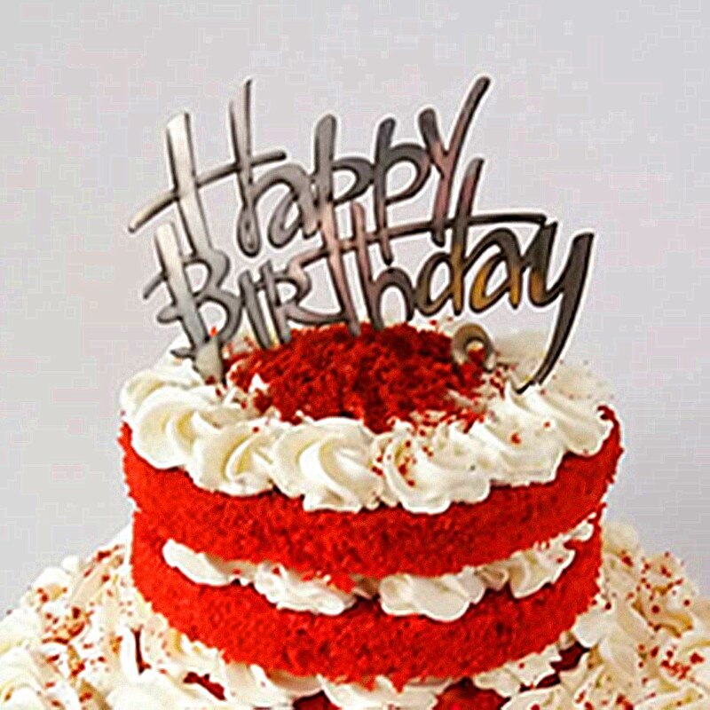Black Gold Acrylic Happy Birthday Cake Topper Cake Decoration Party Favors Supplies Cake Decorating Tools
