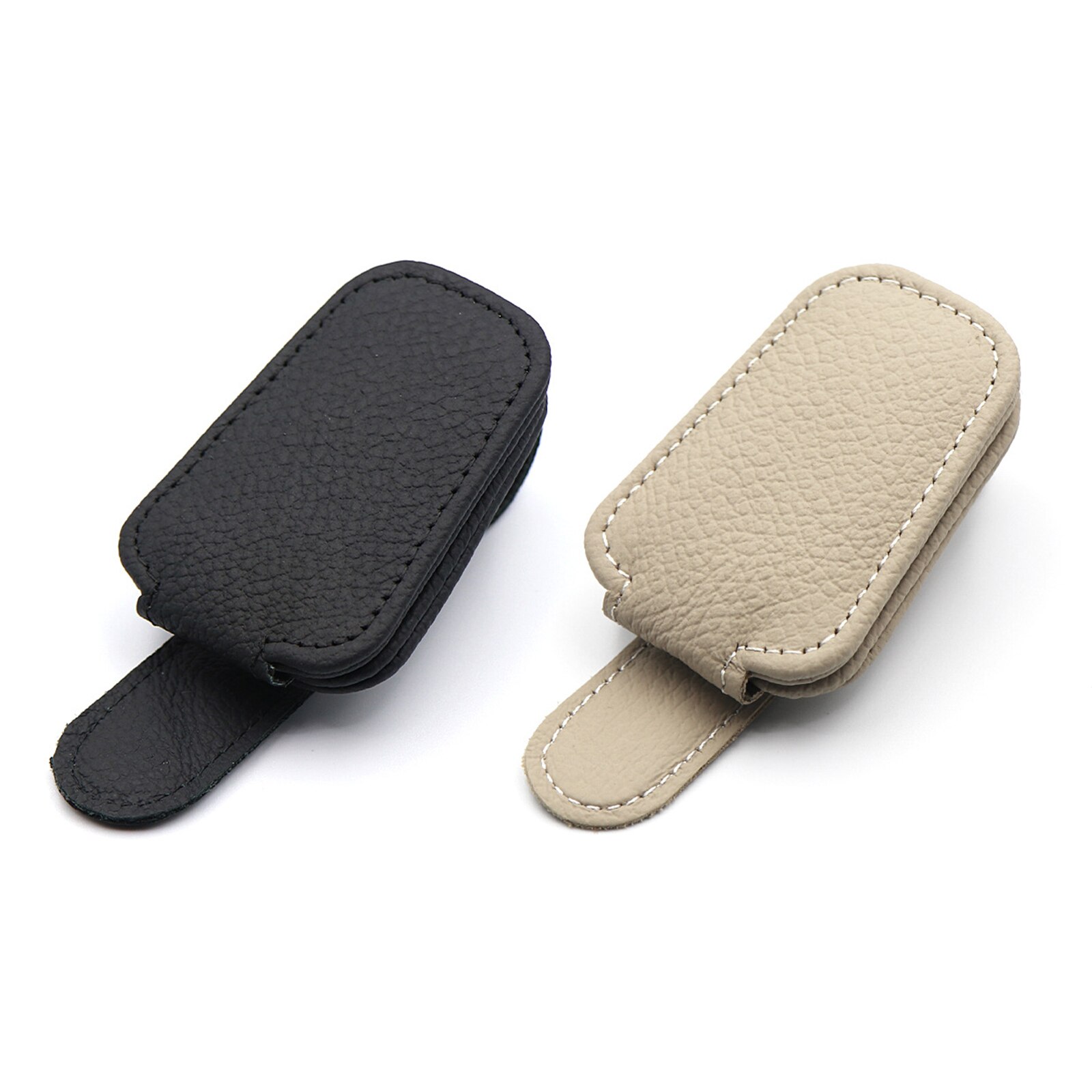 Universal Hanging Protective Practical Car Glasses Holder Strong Magnet Sunglasses Clip PU Leather Sun Visor Space Saving