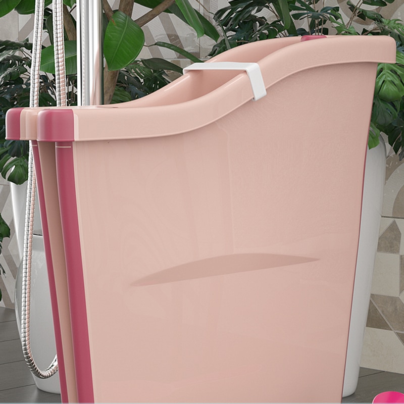 Folding Bathtub Swimming Pool Freestanding Bathtub Bath Bucket Portable Toddler Kids Infant Safety Shower Slide Protection