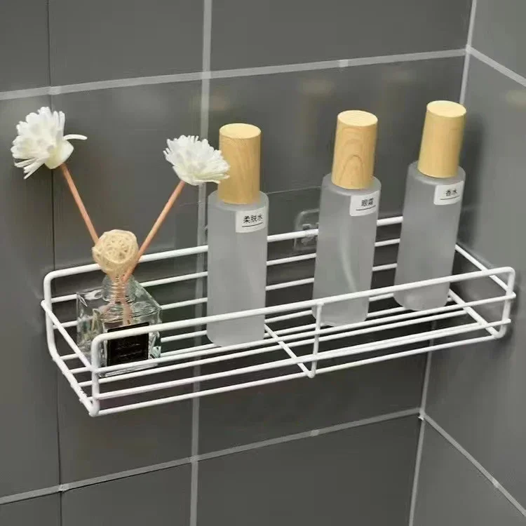 Montado na parede do banheiro prateleira de canto armazenamento ferro chuveiro dreno cesta cosméticos rack shampoo titular organizador do banheiro prateleiras parede: amarelo claro
