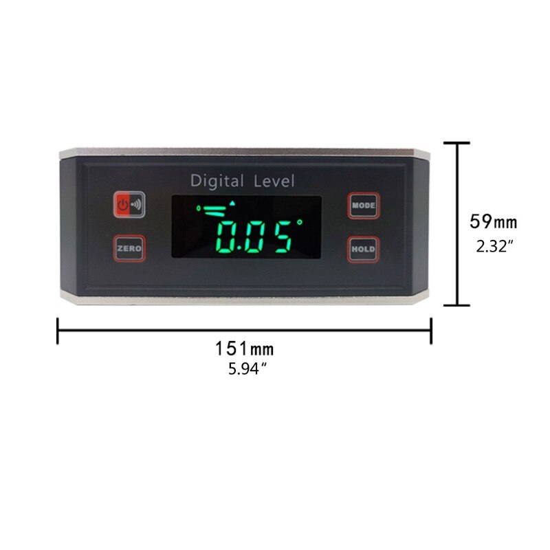 Mini digital display niveau multifunktionel aluminiumslegering høj nøjagtighed magnetisk digital display mini inklinometer vinkelmåler