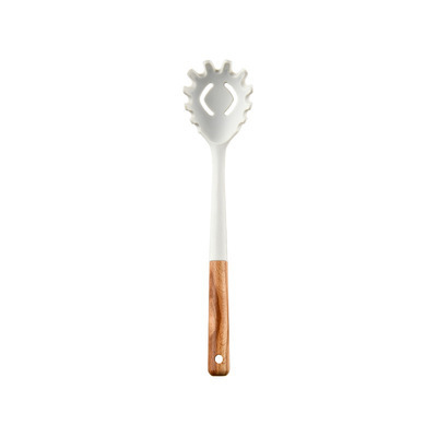 White Silicone Kitchenware 1Pcs non stick cooking pot Kitchen Cookware Spatula Egg Beaters Shovel Soup Spoon kitchen gadget: White Lo Mein Spoon