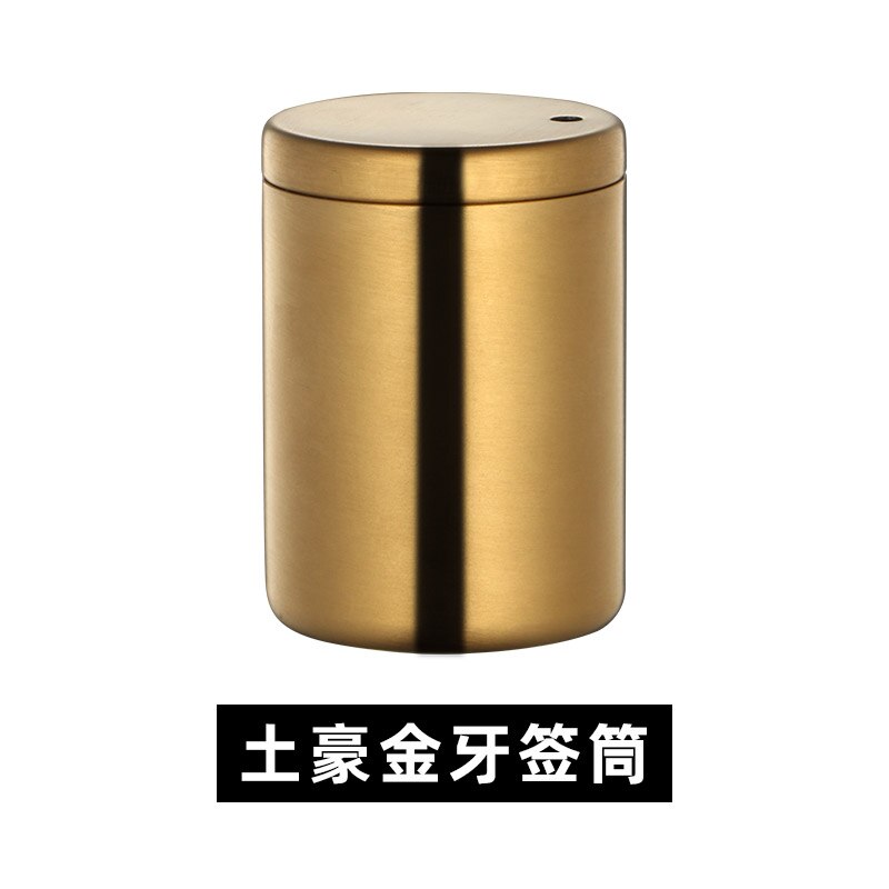 Cilindro dorado de acero inoxidable, caja de palillos de dientes de , soporte de palillo de dientes de Hotel, dispensador de mondadientes de metal, soporte para palillos de dientes: gold color