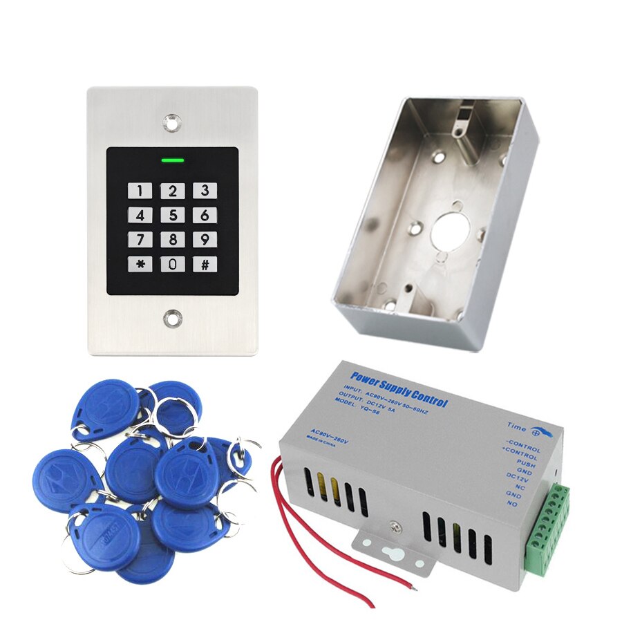 125KHz RFID Access Control Keypad EM Card Reader Door Access Control System Door Lock Opener Keyboard System: ek2 power base