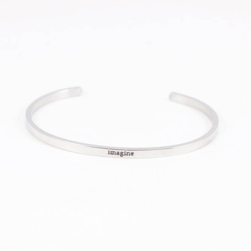 3.2mm Stainless Steel Bangle Engraved you are my sunshine Inspirational Quote Cuff Mantra Bracelet for Women: 16