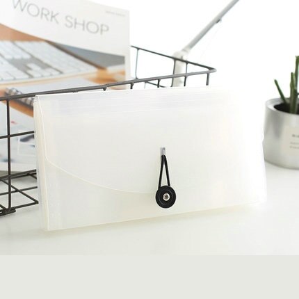 Classified Sorter Document Bag PVC Bag Multi Pocket File Folder Organizer For Document Invoice Bills: White