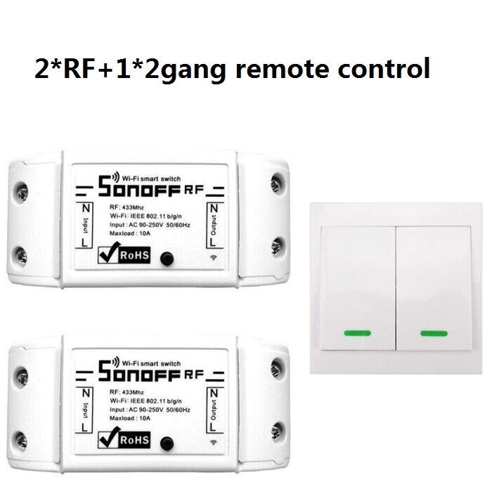 Sonoff rf Afstandsbediening Schakelaar 1 Gang 2 Way, RF433 Slimme Schakelaar, draadloze afstandsbediening touch light switch: 2RF and 2gang remote