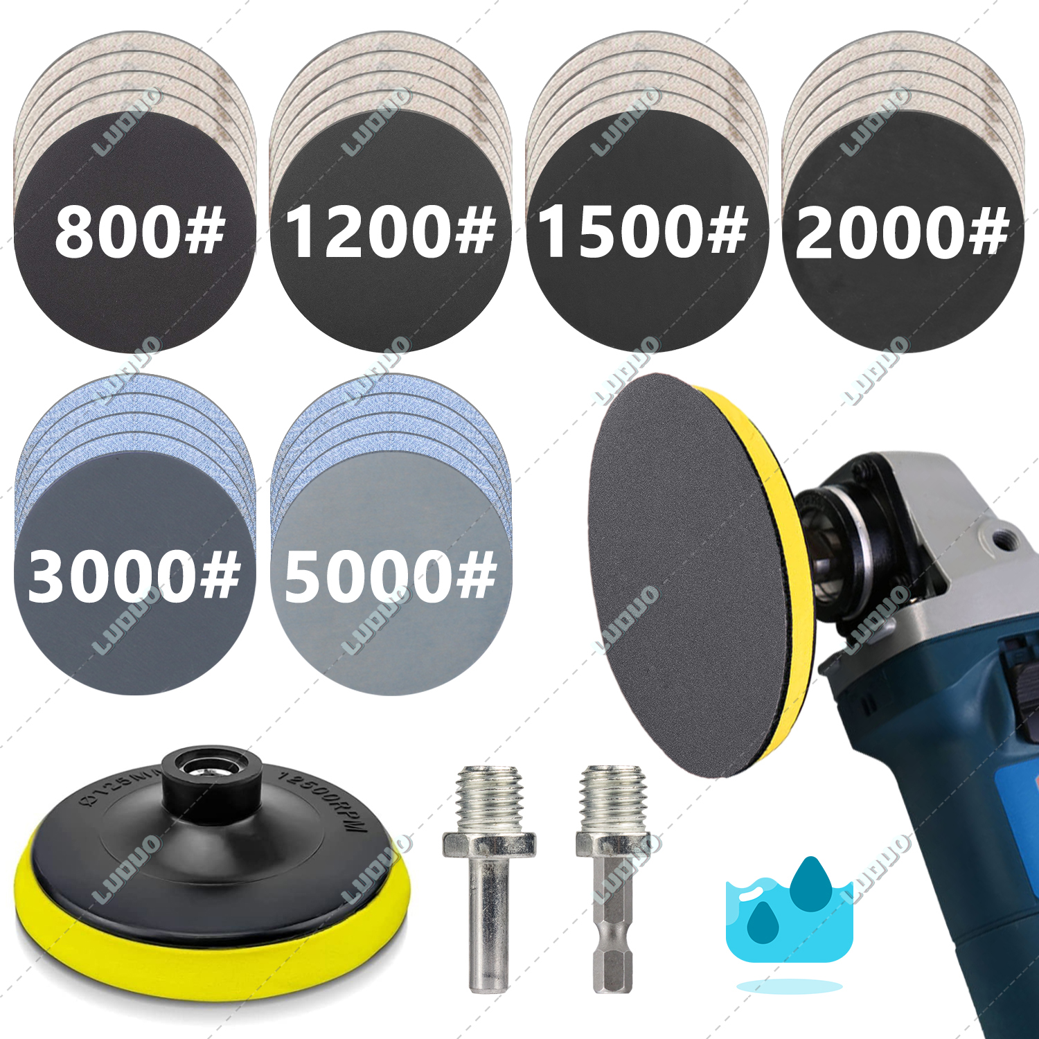 Foglio di levigatura rotondo a umido Carta vetrata per lucidatura a secco per dettagli auto Accessori per smerigliatrice per ripristino fari Carta per dischi abrasivi