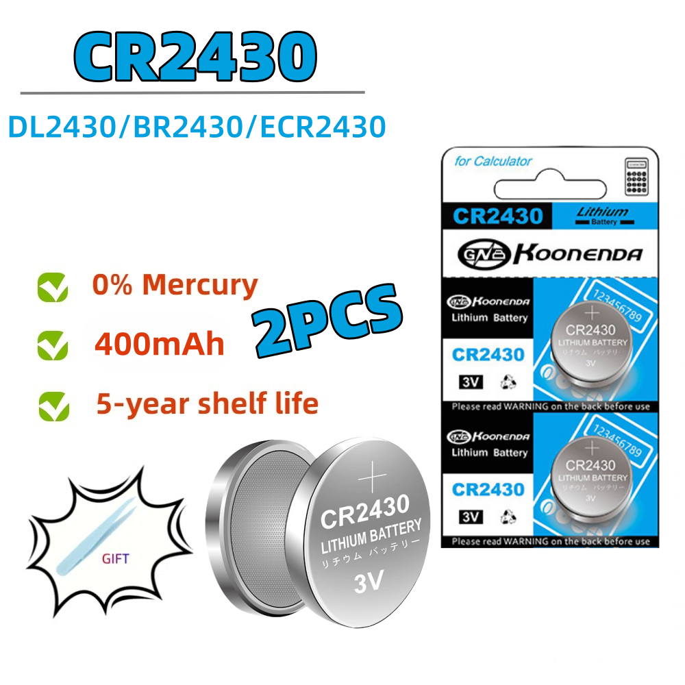 2-10PCS CR2430 3V 400mAh Lithium Battery DL2430 BR2430 Button Coin Batteries for Key Fob Watch Alarm Clock Car Remote Contro: Yellow