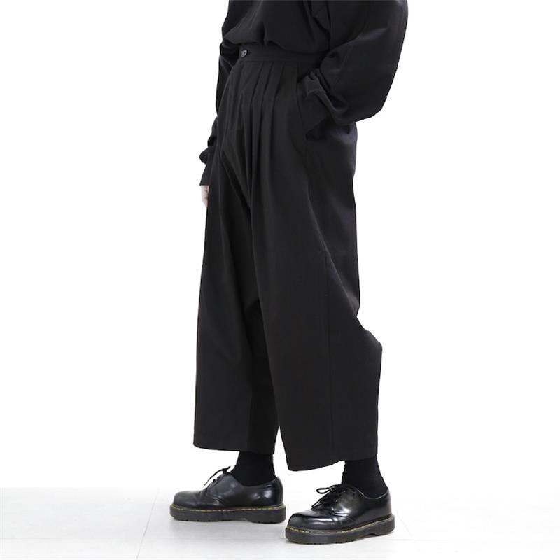 Männer's lässig Hose weit-Bein Hose culottes neun-Punkt Hose lose dunkel