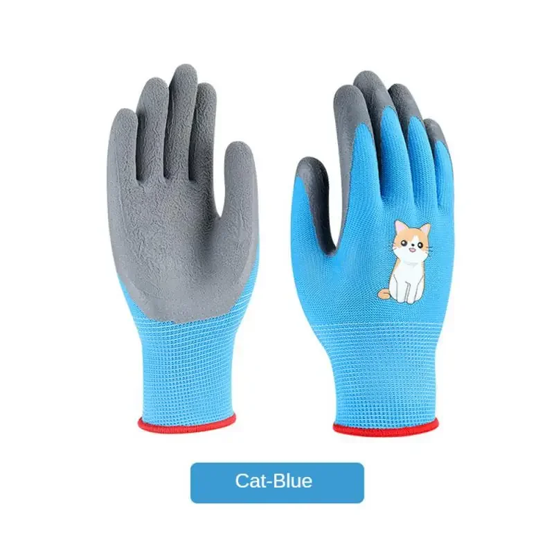Kinder-Latex-Handschuhe, langlebig, wasserdicht, für Arbeit, Garten, rutschfest, Kindersicherheit, rosa Gummi-Handschuh, pannensicher, Küche, Hof: Blau