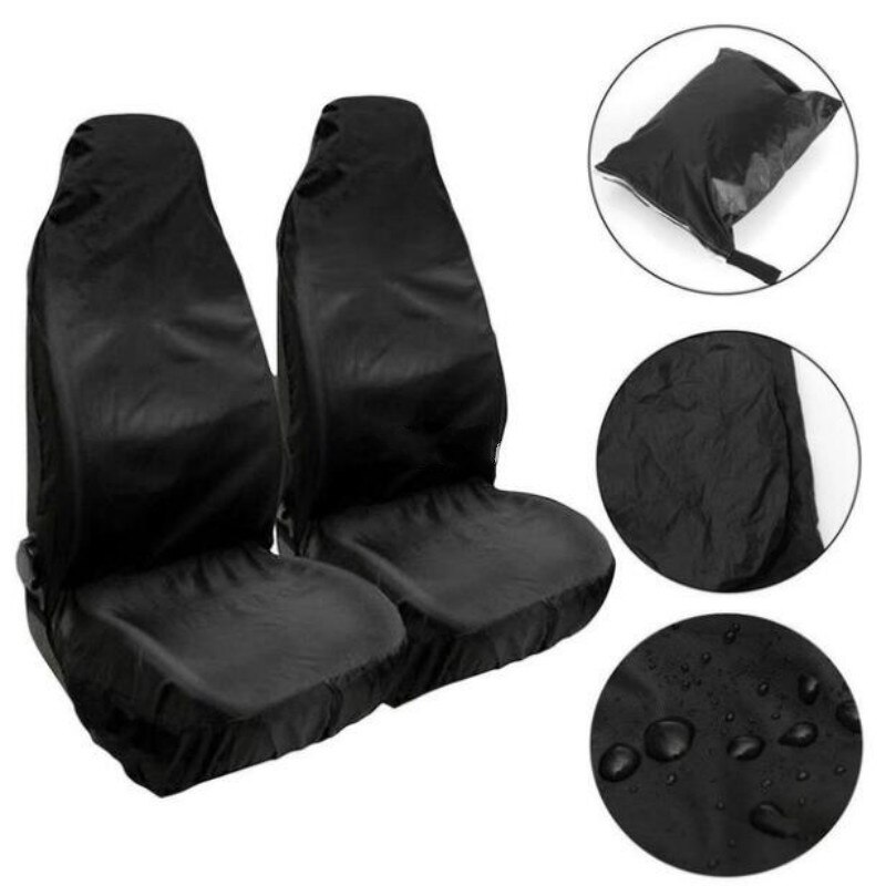 Funda Universal de poliéster para asiento delantero de furgoneta, protectores antideslizantes, a prueba de polvo, para coches, autobuses y furgonetas, 2 piezas: Default Title