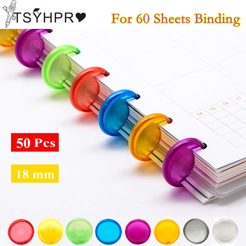 50Pcs 18mm Mushroom Hole Disc Binders for Notebooks/Planner Diy Loose Leaf Binding Rings Discbound Discs CX19-004
