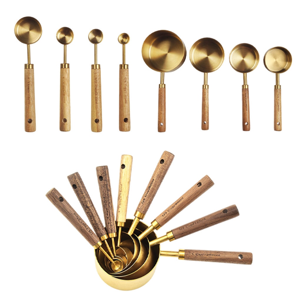 Maatbekers Lepels Set Rvs Gold Metal Keuken Meten Set Voor Cafe