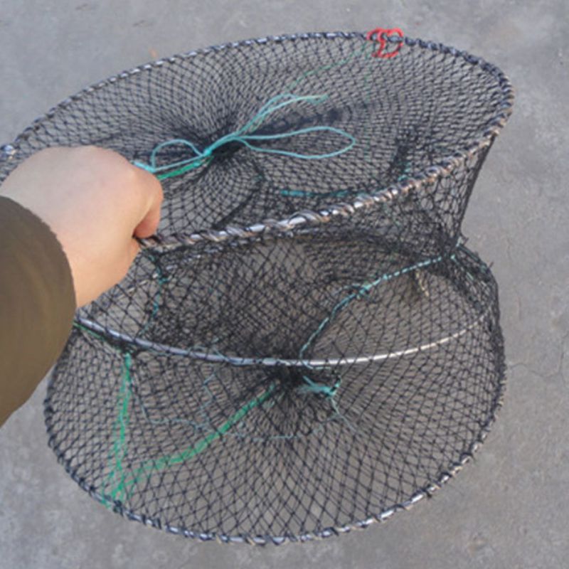 filet de pêche crevette Cage acier inoxydable Nylon pliable crabe résille pliant réseau de pêche renforcé automatique