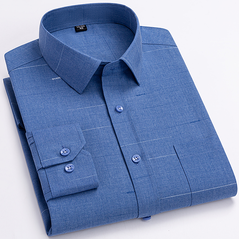 männer Hemden Frühling Herbst Langarm Falten Beständig Nicht Bügeln Streifen Mann Kleidung Große Größe 5XL 6XL 7XL