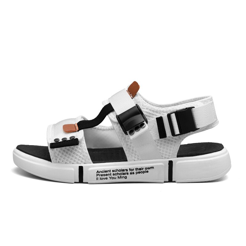 de casual sandles slip sandale homens gladiator homme sandals hollow for praia in sport slippers big luxury shoes dress sandal: white / 41