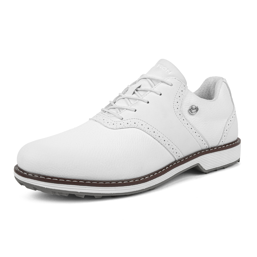 Klassische Golfschuhe Herren Spikes Golfschuhe Bequeme Fitnessstudio Turnschuhe: Weiß / 40