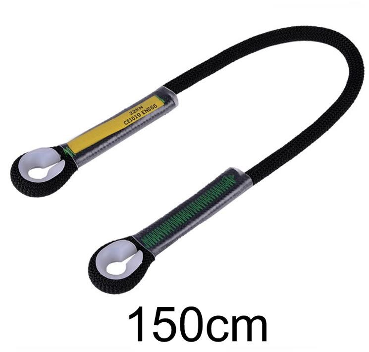 Cuerda de escalada en roca al aire libre, cuerda precosida de ojo a ojo, resistente al calor, enganche de fricción: black 150cm