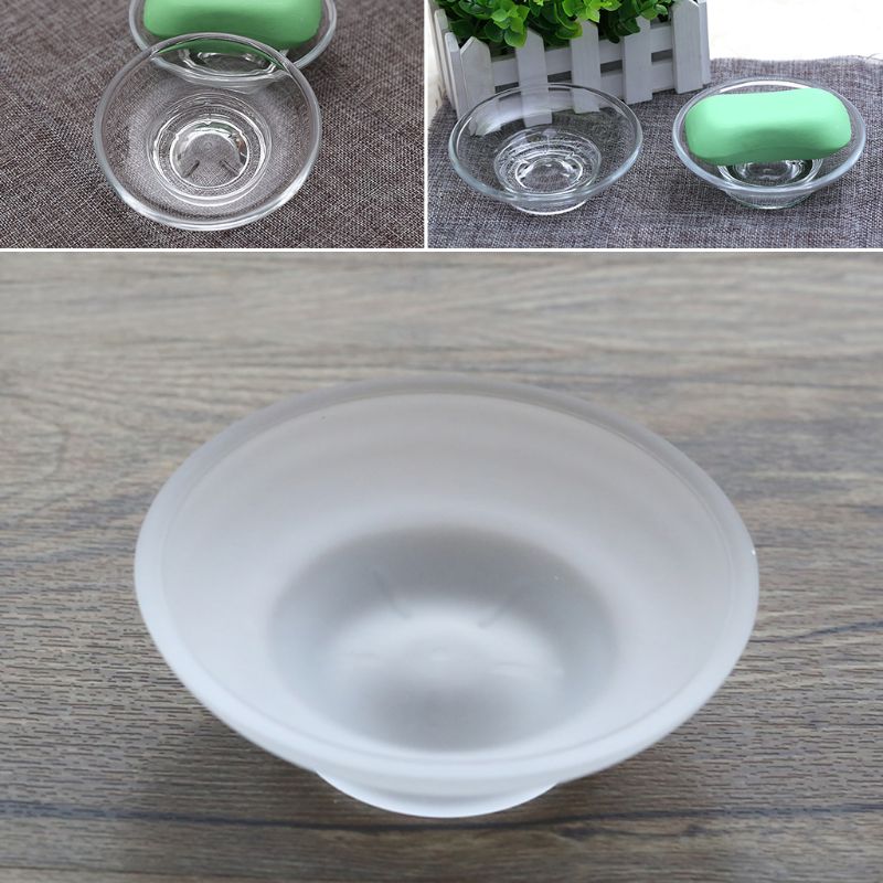 Jabonera redonda de vidrio, caja de almacenamiento transparente, accesorios para ducha, baño, Hotel,