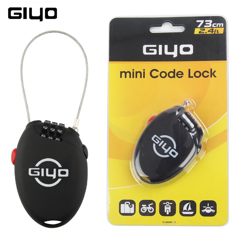 GIYO Multi Functie Mini Kabel Fietsslot 3 Digit Wachtwoord Fietsslot Fietsen Helm Lock Anti Diefstal Code Hangslot Lock voor Fiets