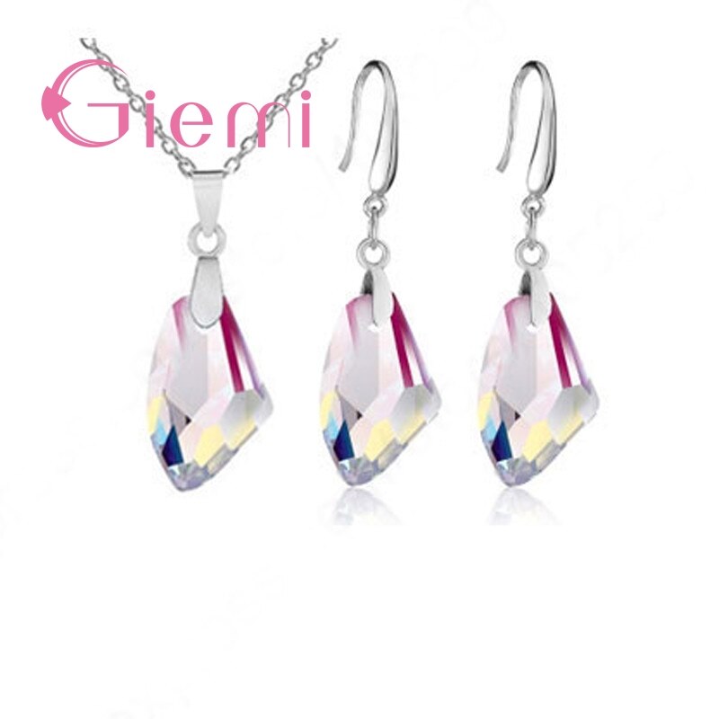 Ensemble de Bijoux En Argent Pour Les Femmes Fille Pendentif Collier pendentifs Boucles D'oreilles 4 Couleur décontracté Bijoux Chaude: Pink