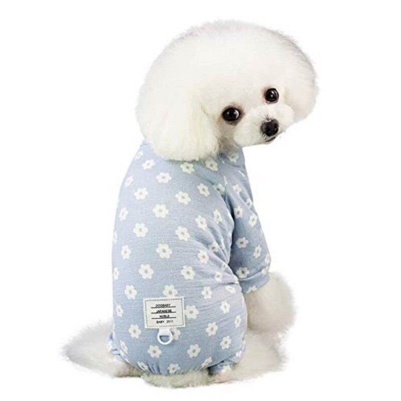 Summer Pet Dog Cotton Pajamas Overalls Daisy Print Pet Clothes Outfit For Small Dogs Soft Leisure Clothes Jumpsuit For Puppy