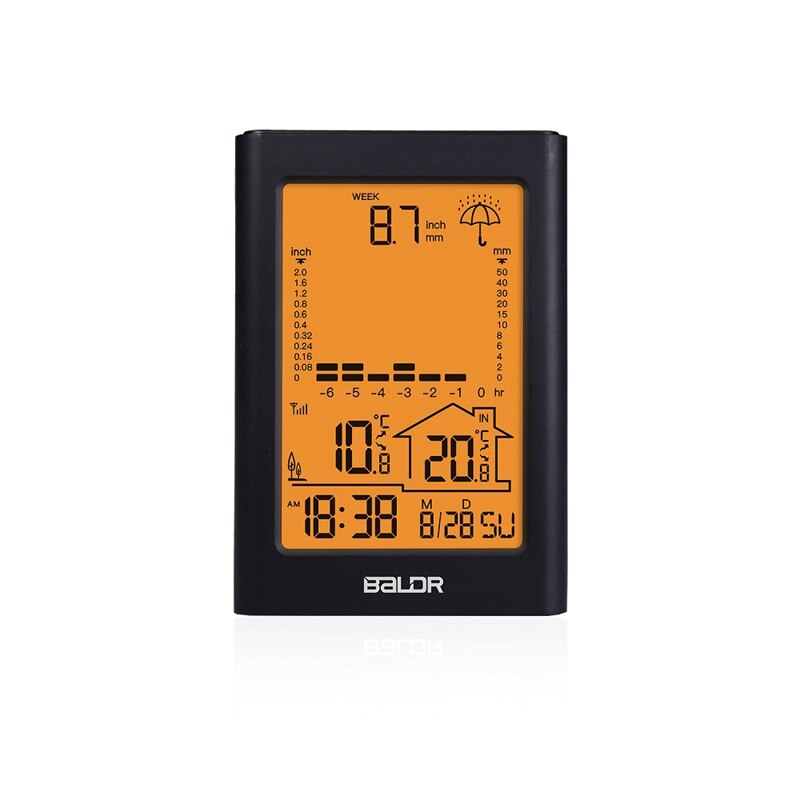 Wireless Rain Gauge LCD Digital Weather Station In/Outdoor Time Thermometer Real-time Rainfall Record Rain Measure Meter Sensor