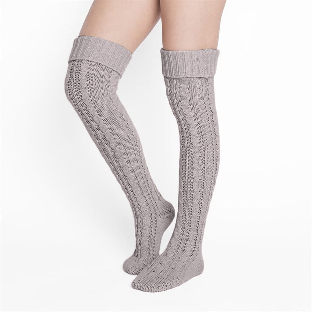 Itfabs stickade strumpor rosa grå vintervarma strumpor strumpor över knä stickade strumpor dam tights dam långa strumpor hög tight