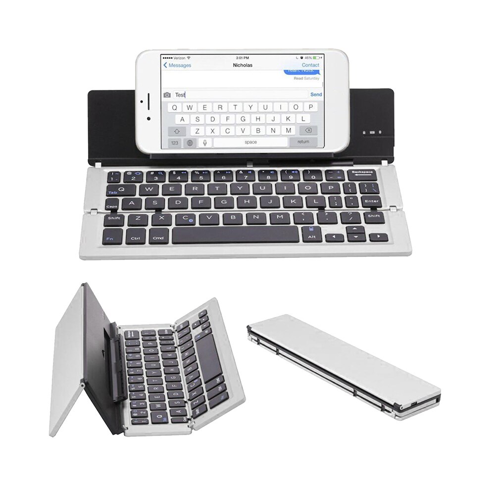 Sammenleggbart bluetooth -tastatur bærbart sammenleggbart trådløst tastatur aluminiumslegering for ipad, iphone, nettbrett, bærbare datamaskiner og smarttelefoner: Flis