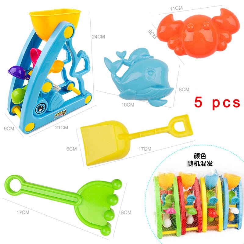 Beach toys for children sand set sand bucket game sea sand rake shovel summer mold baby bath toy outdoor toy: Green