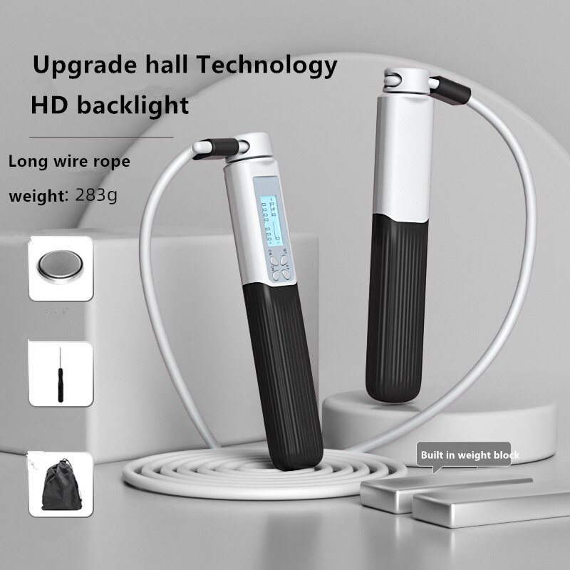 Cuerda de conteo inteligente para saltar, accesorio inalámbrico para gimnasio, Fitness, Crossfit, rodamiento de peso, fitness, aeróbico, quema de grasa: Classic black02