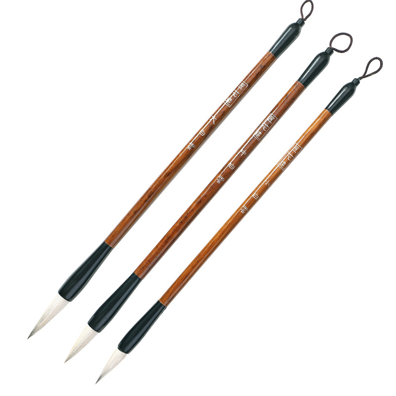 3pcs Chinese Japanese Water Ink Painting Writing Calligraphy Brush Pen Brown