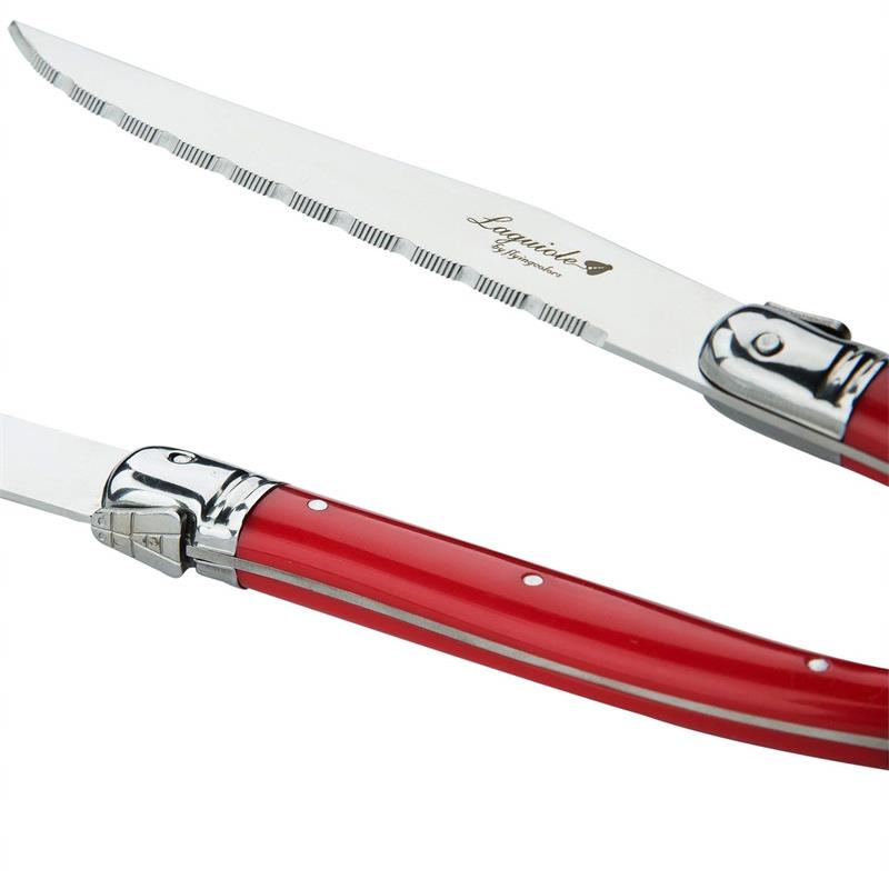9 ''Laguiole Stijl Rode Steak Messen Set Rvs Diner Mes Restaurant Servies Set Keuken Bestek Kerst Bestek