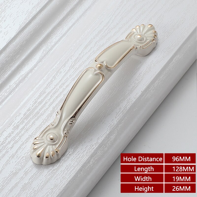 Yutoko lvory vita dörrhandtag och knoppar för skåp köksskåp zinklegering möbelhandtag byrå låda skåp handtag: 375-96mm