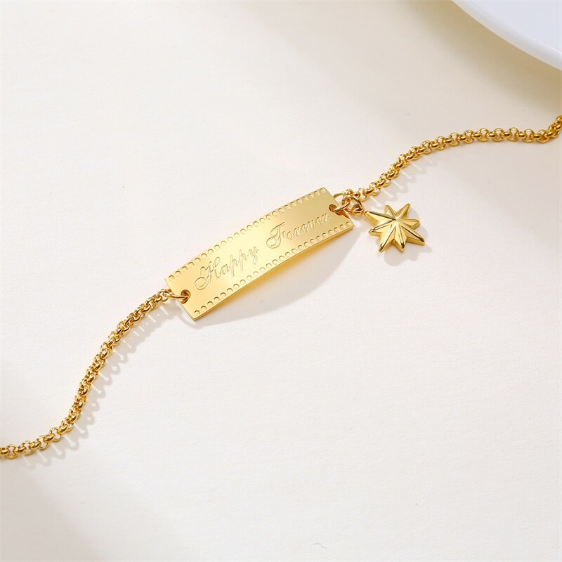 FELICE per SEMPRE CATENA BRACCIALE in ACCIAIO INOSSIDABILE etichetta ID di IDENTIFICAZIONE BRACCIALETTI per LE PICCOLE POLSO O LE DONNE