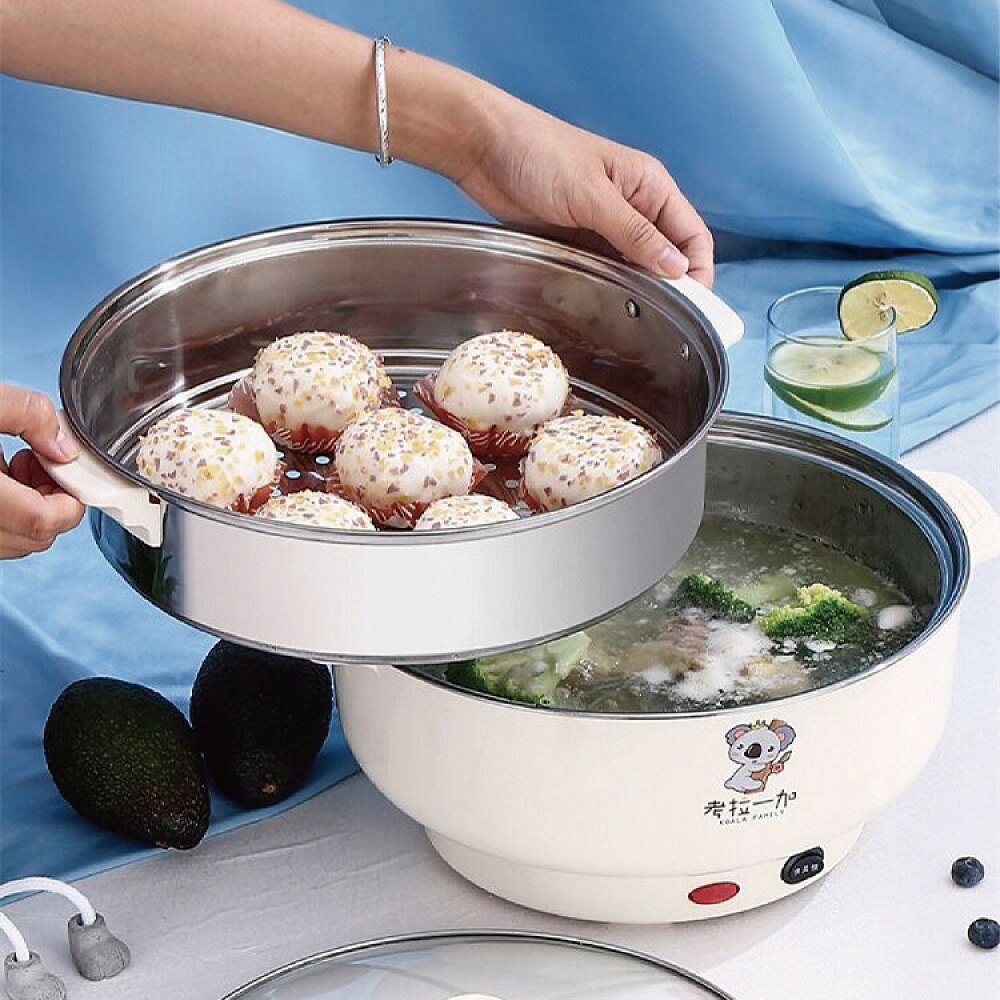2L Multifunctional Electric Pot 800W Mini Dormitory Electric Pot Anti-Stick Electric Wok Low Power Noodle Cooking Pot