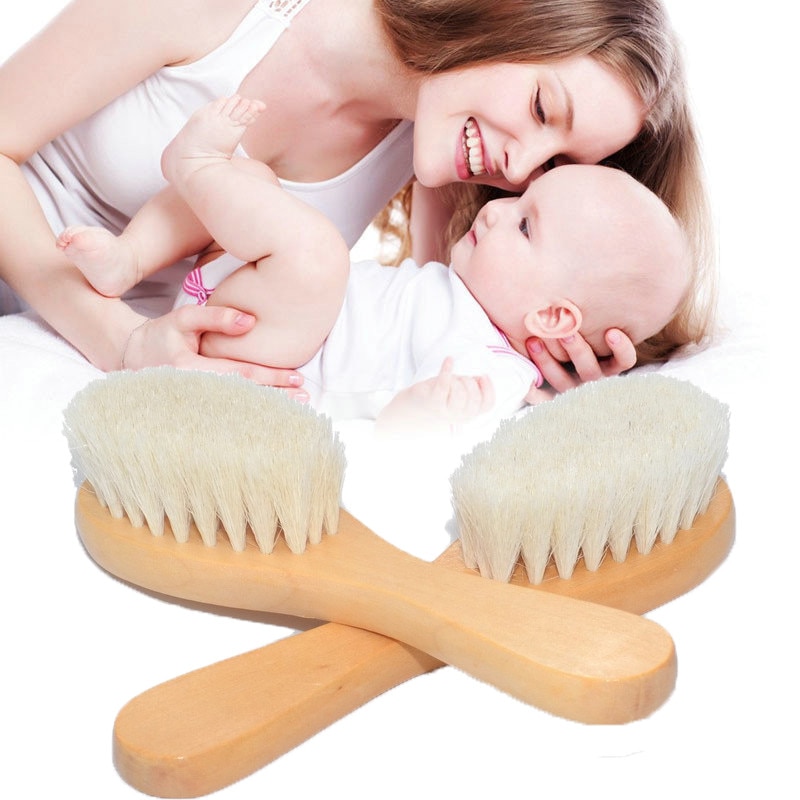 Newborn Brush Baby Natural Wool Baby Brush Comb Brush Care Hairbrush Newborn Hair Brush Infant Comb Head Massager