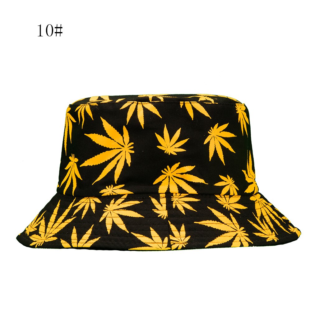 Spring and Summer Fisherman Hat Women's Cotton Maple Leaf Printed Hat Bucket Hat Men's Korean-Style Sunbonnet Sun Hat