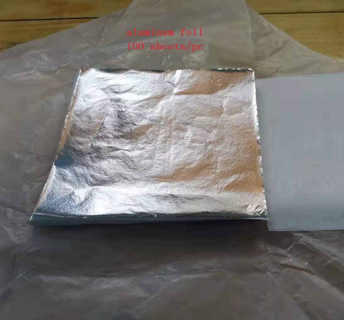 Imitation Silver Foil Leaf Aluminum Leaf for Gilding Art Craft Work Nail Decoration 100pcs 14X14cm