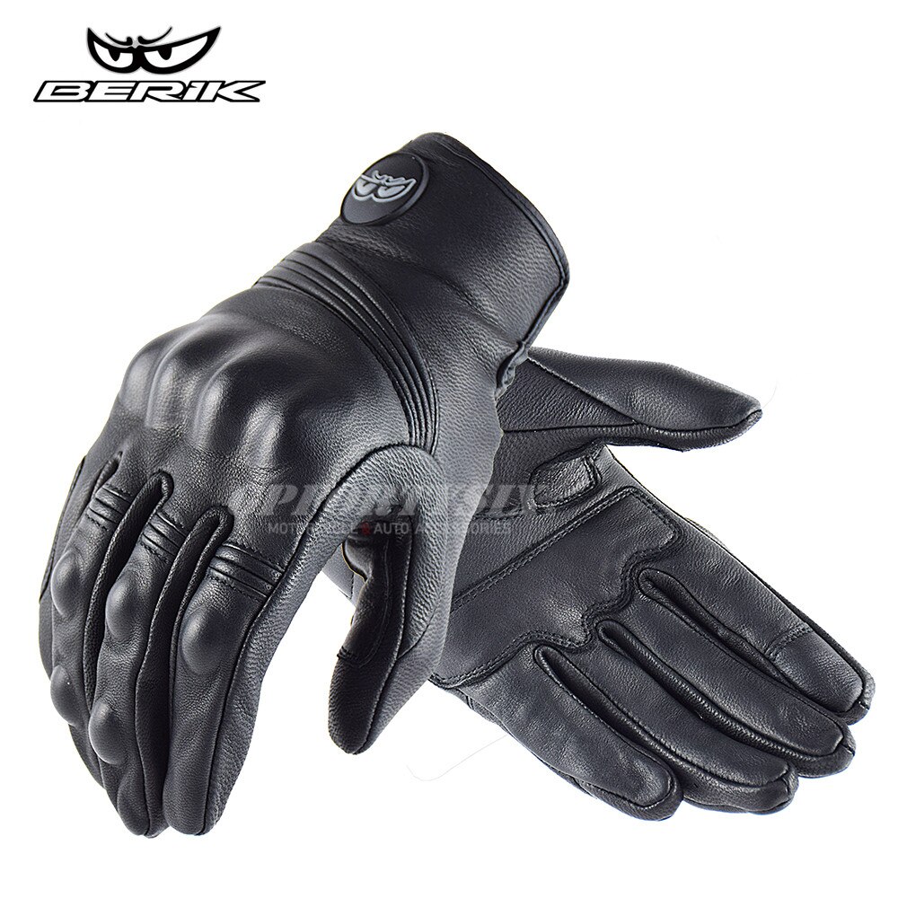 Berik Rider – gants de Moto en cuir de vache 3D, gants de Moto pour écran tactile, Guantes de Moto, noir: black without hole / XXL
