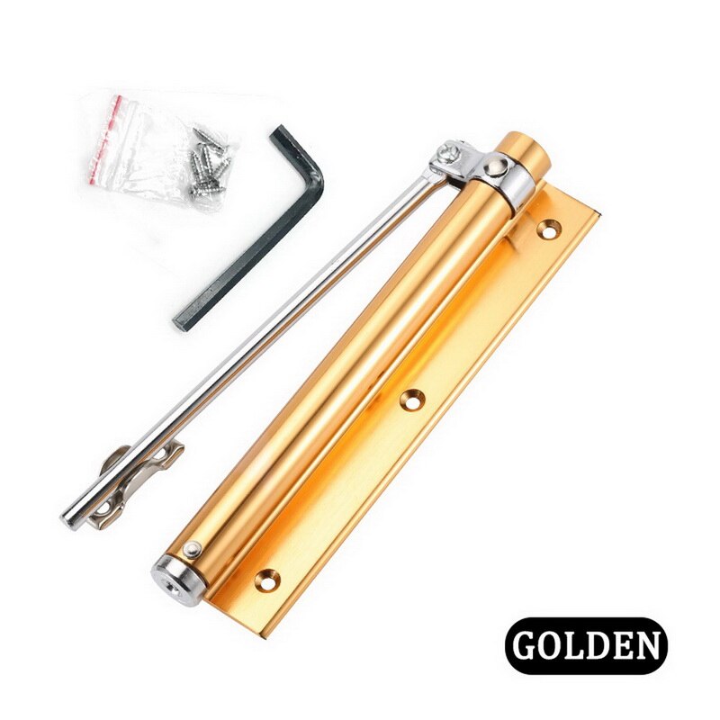 Door Closer Single Spring Strength Adjustable Surface Mounted Stainless Steel Automatic Closing Rated Door Hardware: Gold