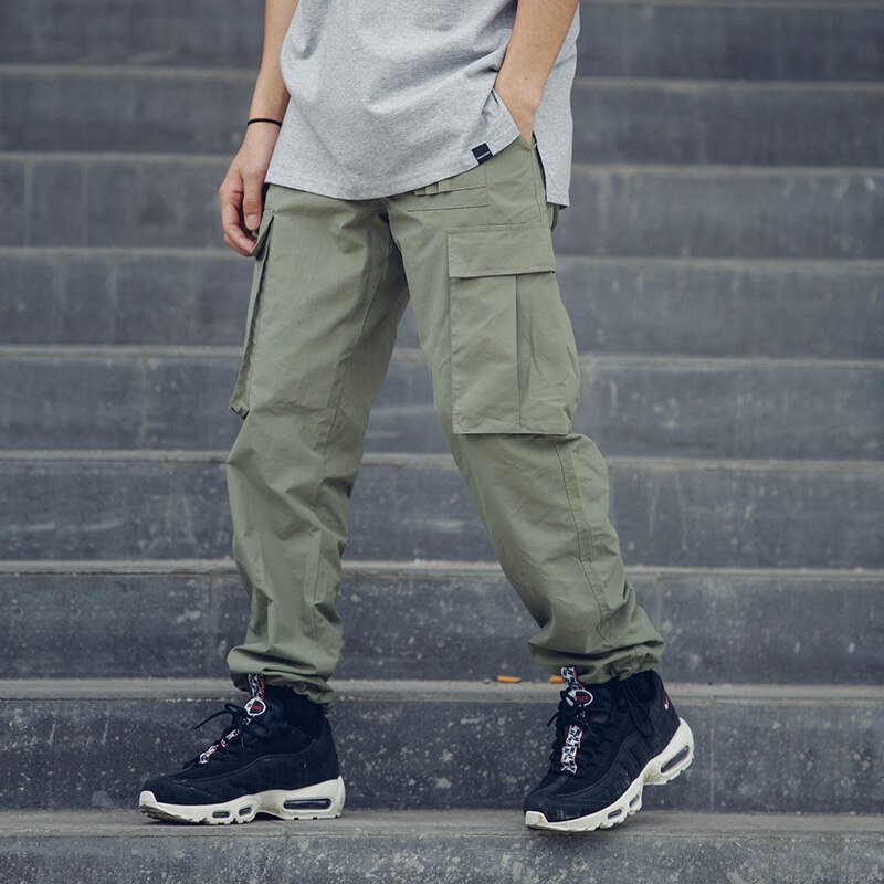 Cargo pantalon hommes Streetwear Joggers violet pantalon couleur unie Cargo pantalon mâle DG139