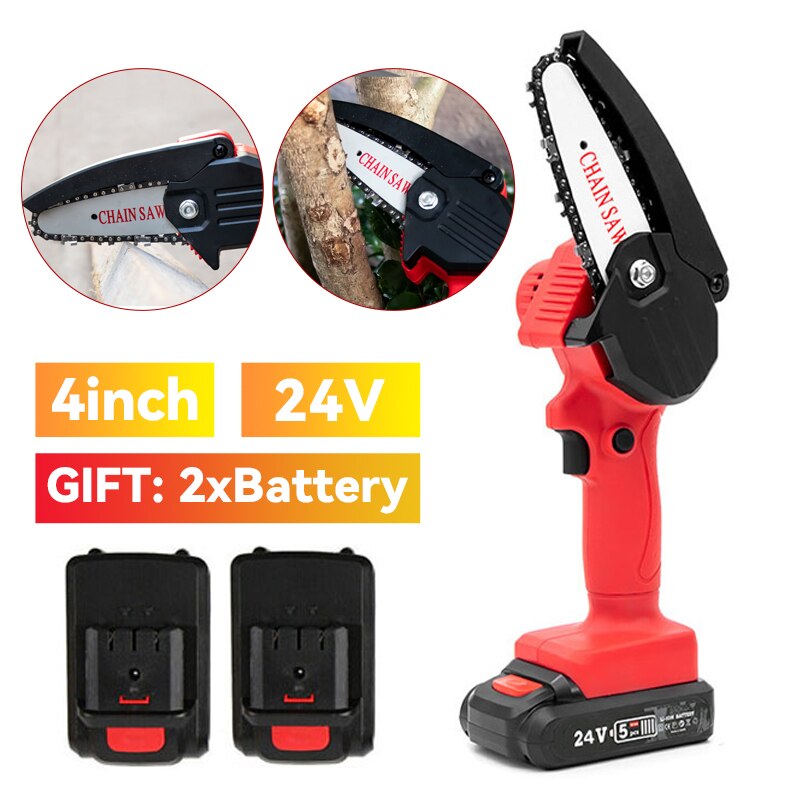 Magnitt Elektrische Kettingzaag 24V 4Inch Verwijderbare Snoeizaag Draagbare Houtbewerking Elektrische Mini Kettingzaag Hout Cutter Elektrische Zagen