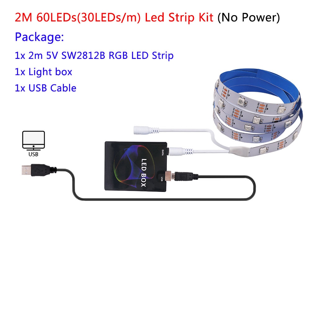 5V DIY TV USB LED Strip Ambient Controller HDTV Computer Monitor Backlight PC Dream Screen Light Box for Addressable LED Strip: 2M 30LEDs Strip Kit