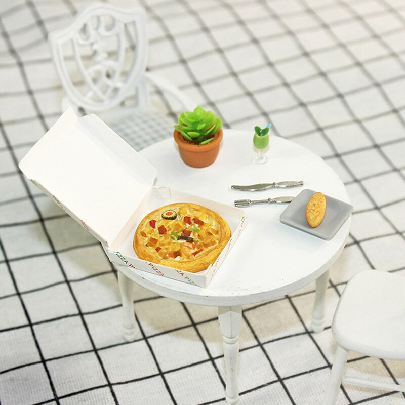 1/12 puppenhaus Miniatur Zubehör Mini Harz Pizza mit Kasten Simulation Lebensmittel Modell Spielzeug für Puppe Haus Dekoration