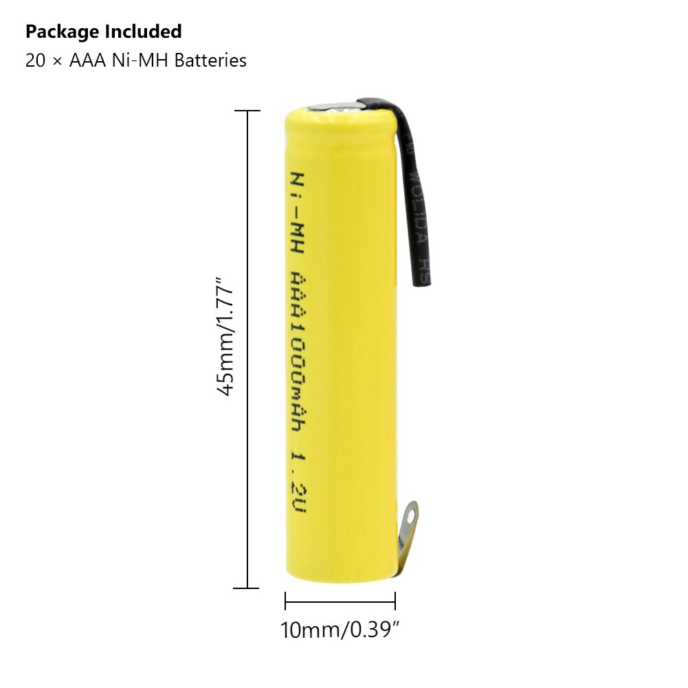4-20Stck 1,2 V 1000mAh AAA akku 3A NI-MH Geringe selbstentladung akku Mit Registerkarten für spielzeug KTV mikrofon