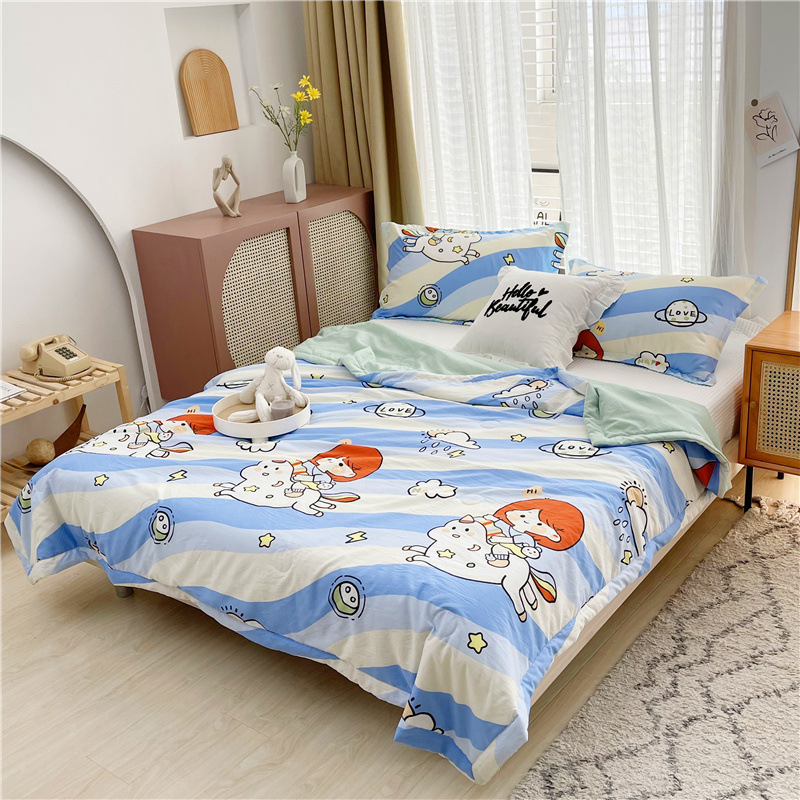 Frühling und Sommer Gewaschen Reine Baumwolle Quilt klimaanlage Dünne Bettdecke Gedruckt Haut-freundliche Sommer Quilt 200x230cm: Color 1