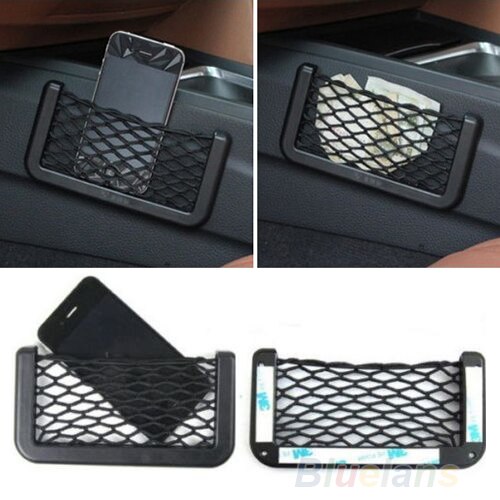 Universal Auto lateral para asiento de coche almacenamiento trasero bolsa de red de soporte, bolsillo trasero maletero organizador negro elástico Flexible malla