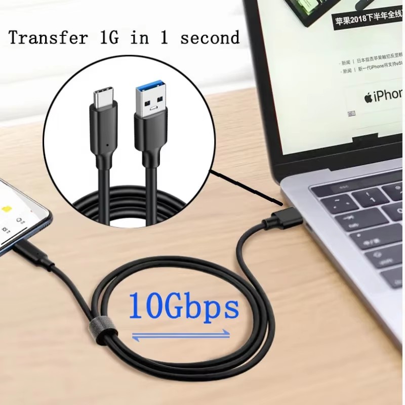 Usb 3.1 10 gbit/s) typ-c-kabel, usb-a-auf-usb  c 3.1/3.2 gen.2- datenübertragungskabel, usb-c-ssd-festplattenkabel  pd 3a 60w qc 3.0 ladekabel